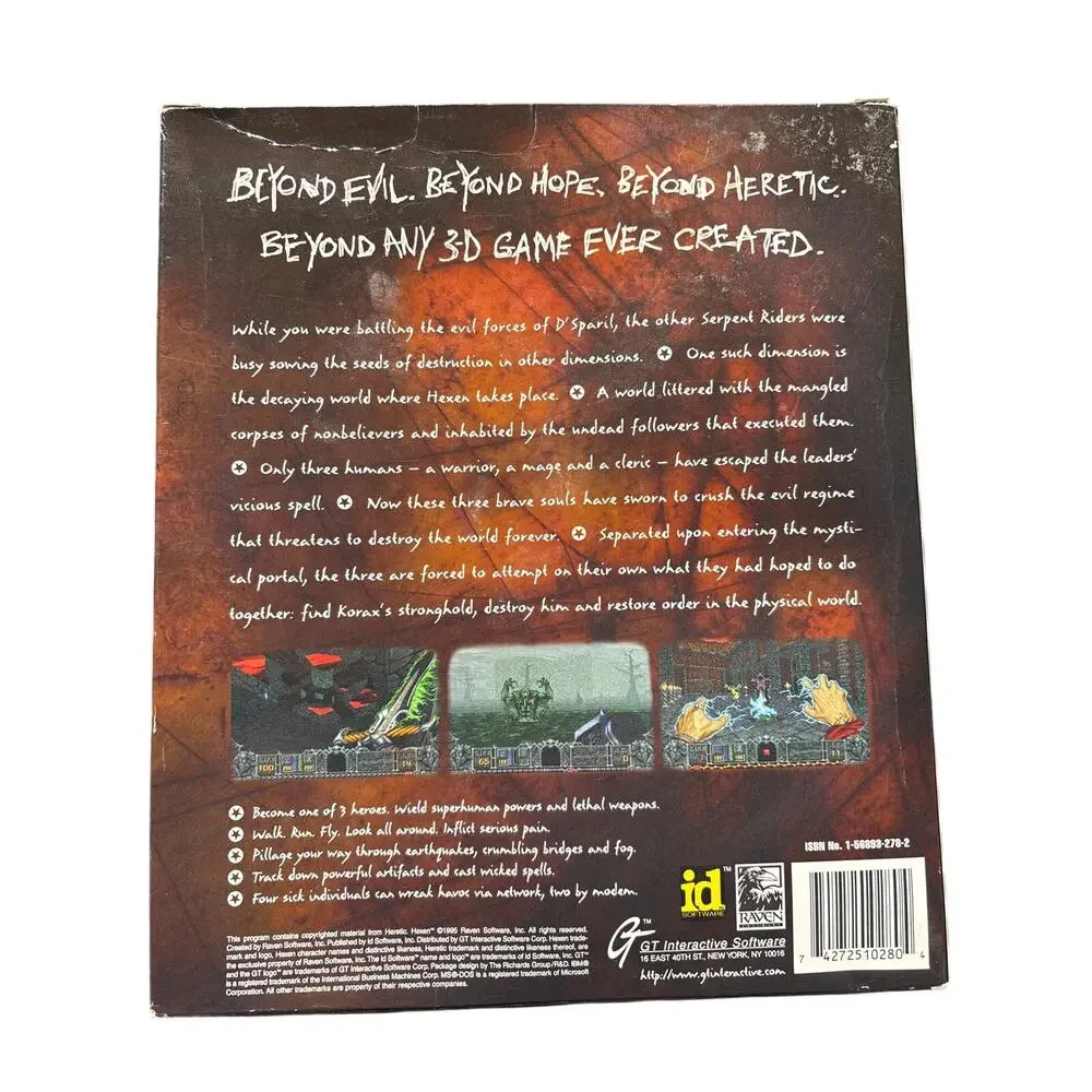 VTG Hexen Beyond Heretic + Big Box Manual & Poster PC\CD Video Game DOS